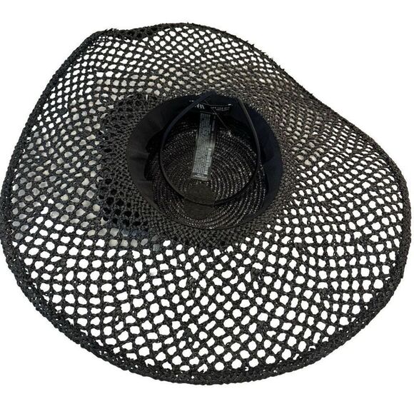 Zara Floral Raffia Picture Hat Black Size S - Picture 7 of 9